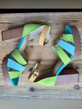 C Comfort EST. 1946 Womens Cognac Platform Block Heel Ankle Strap Sandals Size 8